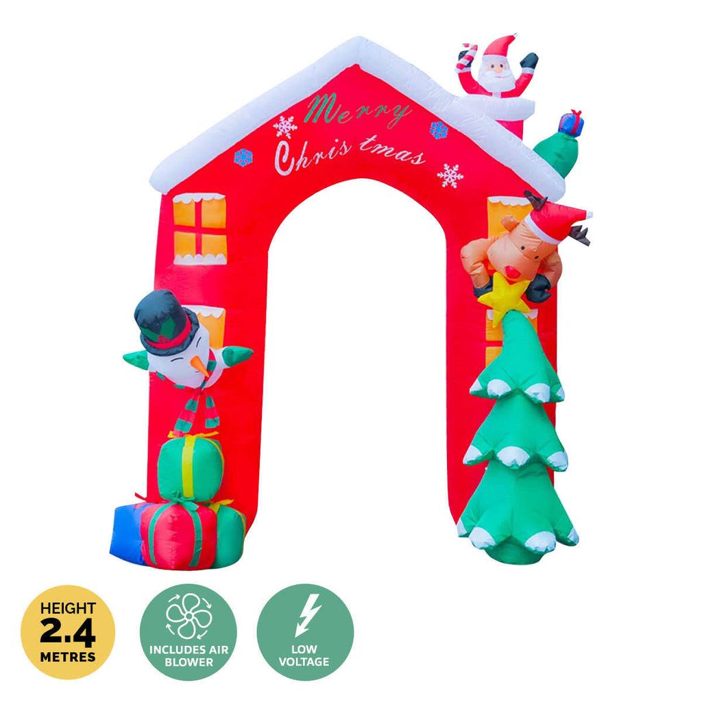 Christmas By Sas 2.4 x 2.09m Christmas Arch Self Inflating Bright LED Lights - Christmas Outlet Online