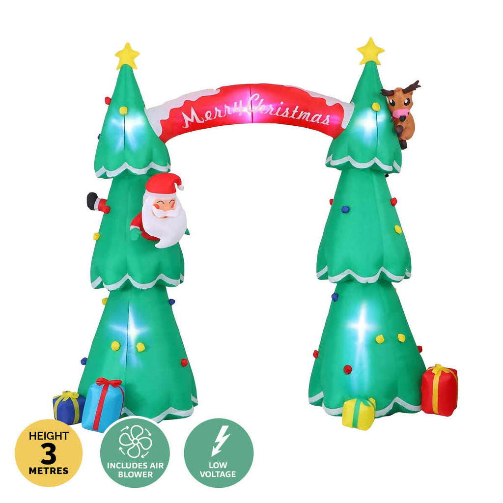 Christmas By Sas 3m x 2.4m Christmas Tree Arch Self Inflating LED Lights - Christmas Outlet Online
