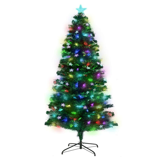Pre-lit fibre optic Christmas tree with illuminated star decorations