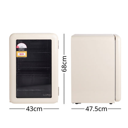LUVIMO 70L Bar Fridge Mini Refrigerator Glass Door Aesthetics Cooler