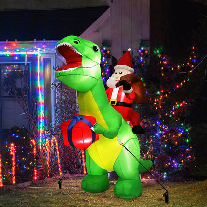 Santaco Christmas Inflatables Outdoor Santa Claus Riding Dinosaur Lights D�cor-1942353655252520966