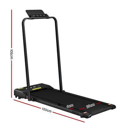 Everfit Treadmill Electric Walking Pad Under Desk Home Gym Fitness 380mm Black