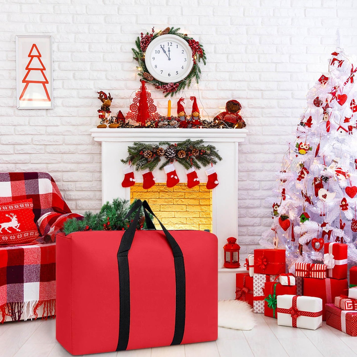 Christmas Tree Storage Bag, Artificial Trees Items Bag Oxford cloth Christmas Tree Storage Box For Xmas Tree (Red)