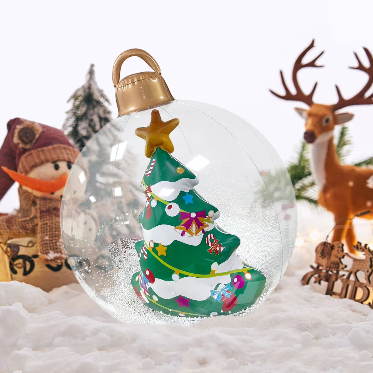 Inflatable Christmas Ornaments PVC Ball, 24 Inch Large Christmas Inflatables Decorations Outdoor Ball Inflatable Ornaments for Outdoor Holiday Home Yard