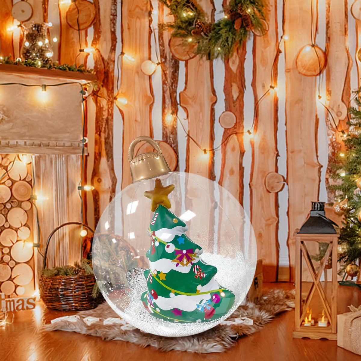 Inflatable Christmas Ornaments PVC Ball, 24 Inch Large Christmas Inflatables Decorations Outdoor Ball Inflatable Ornaments for Outdoor Holiday Home Yard