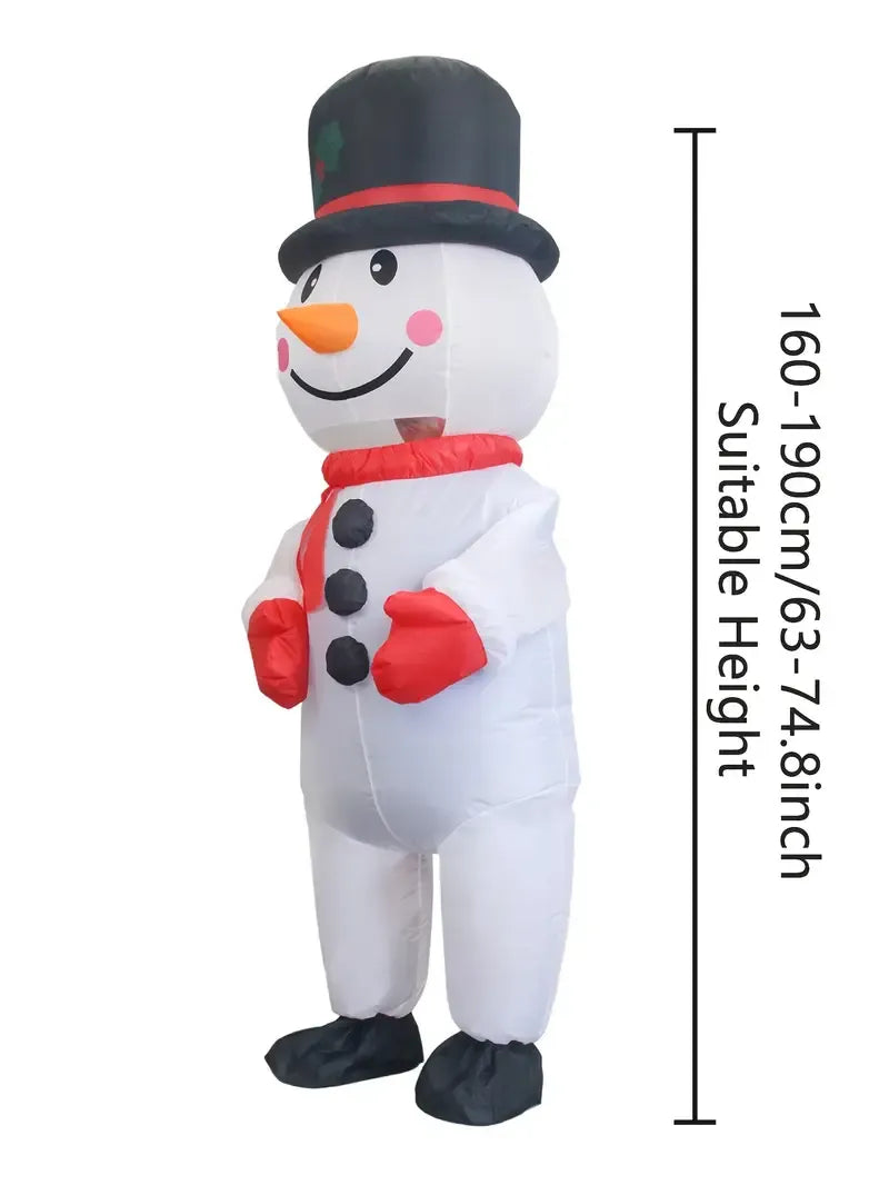 Black Hat Snowman Christmas Inflatable Costume, Polyester Adult Big Hat Snowman Christmas Inflatable Costume, Role-Playing Inflatable Costume Dress-Up Prop, suitable for Christmas, Halloween, Carnival, various activities and parties (costume does not meas
