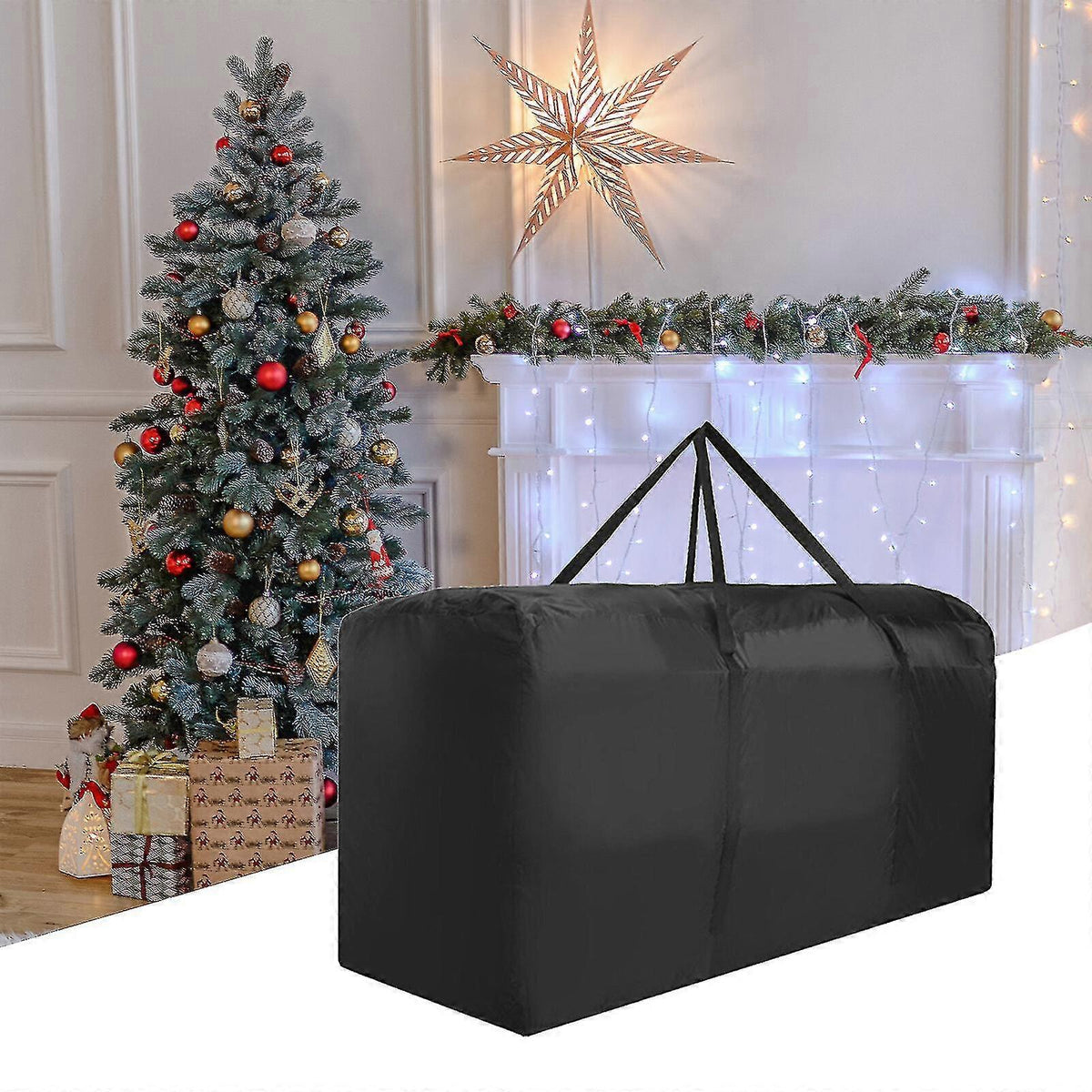 Large Christmas Tree Storage Bag, Heavy Duty Waterproof Oxford Cloth, Christmas Decoration Storage with Handle_qcx 122*39*55CM