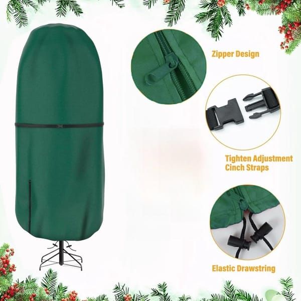 9ft Upright Christmas Tree Storage Bag, Waterproof Dustproof Standing Artificial Christmas Tree Cover, Vertical Xmas Tree Storage Protector Bag for Decorated Artificial Tree