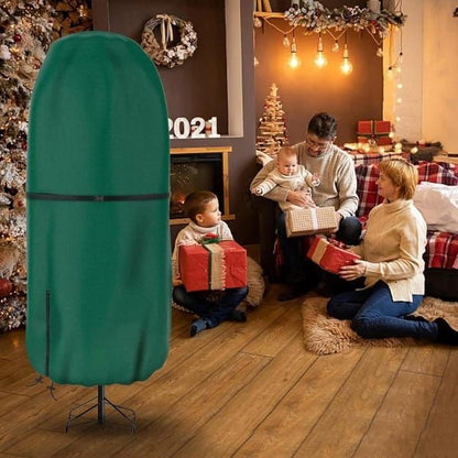 9ft Upright Christmas Tree Storage Bag, Waterproof Dustproof Standing Artificial Christmas Tree Cover, Vertical Xmas Tree Storage Protector Bag for Decorated Artificial Tree