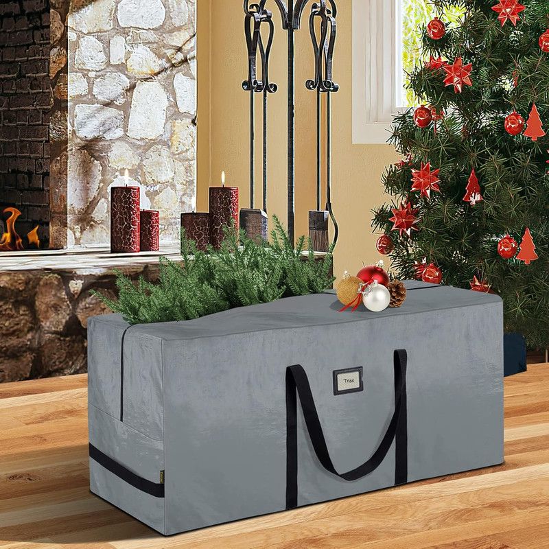 2-Pack Christmas Tree Storage Bag, Heavy Duty Extra Large Artificial Christmas Tree Bag with Reinforced Handles and Dual Zippers Wide Opening-165x38x76cm