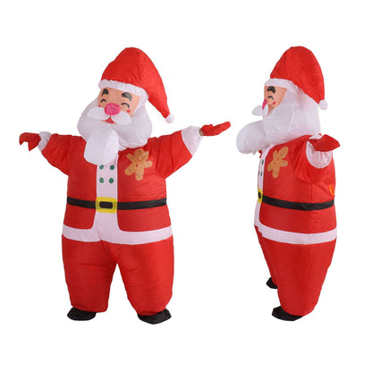 Inflatable Christmas Costume Funny Blow Up Christmas Party Doll Suit for 150‑190cm Adult Cosplay Big Head Santa