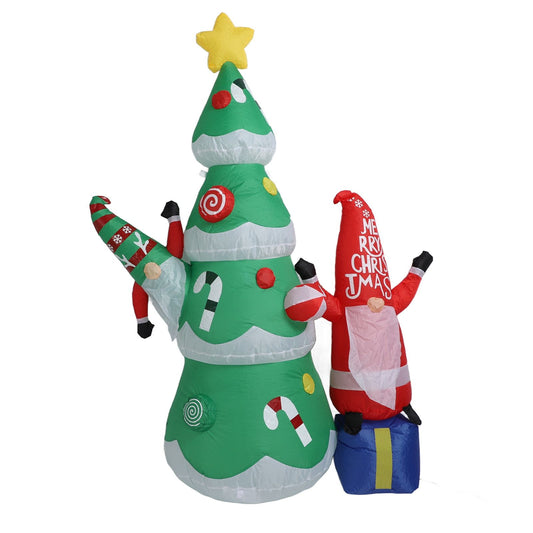 1.8m Dwarf and Christmas Tree Inflatable Decoration IP44 Christmas Outdoor Inflatable Decoration with Blower and LED Light AU Plug 100‑240V