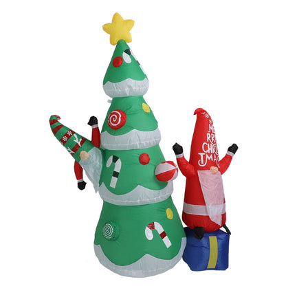 1.8m Dwarf and Christmas Tree Inflatable Decoration IP44 Christmas Outdoor Inflatable Decoration with Blower and LED Light AU Plug 100‑240V
