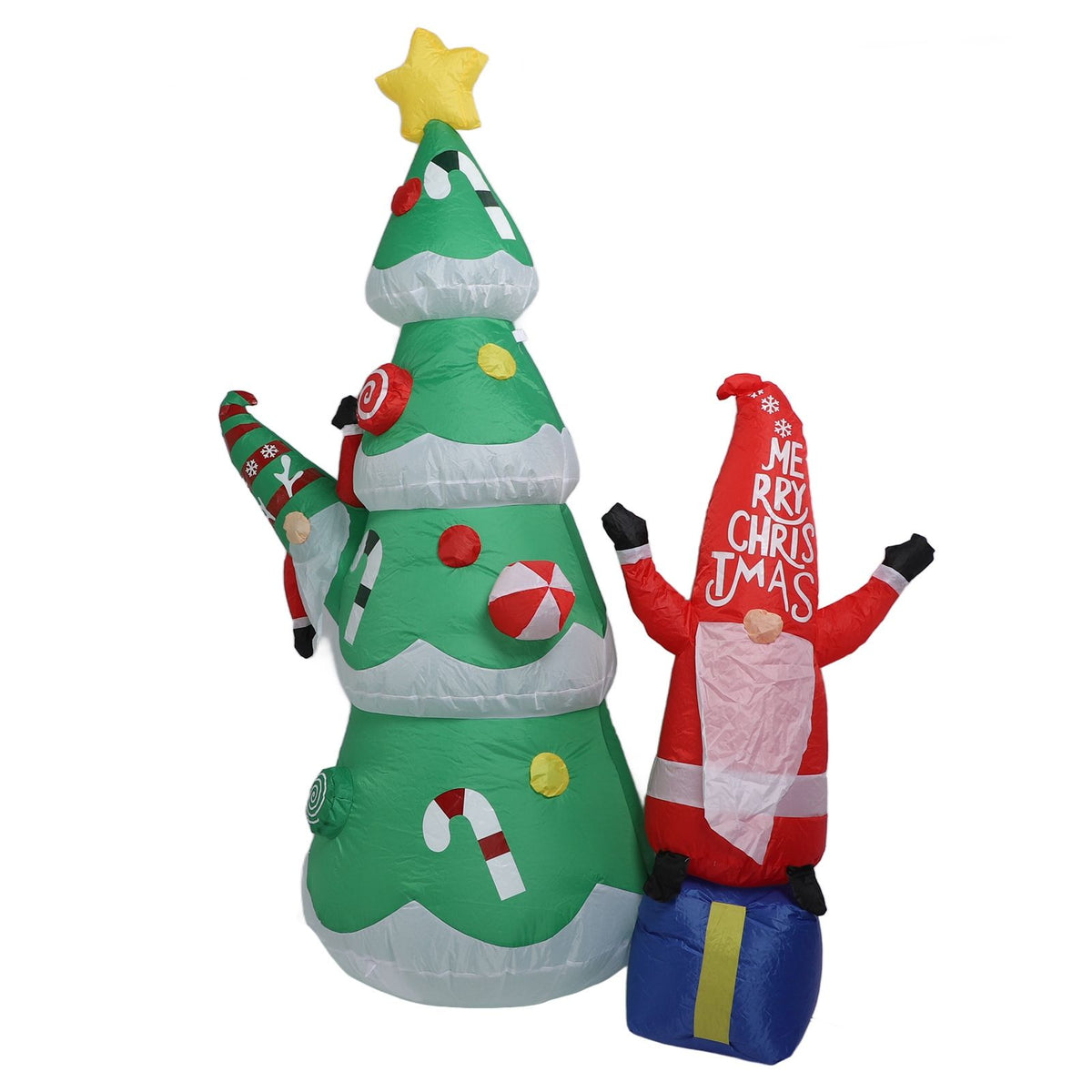 1.8m Dwarf and Christmas Tree Inflatable Decoration IP44 Christmas Outdoor Inflatable Decoration with Blower and LED Light AU Plug 100‑240V