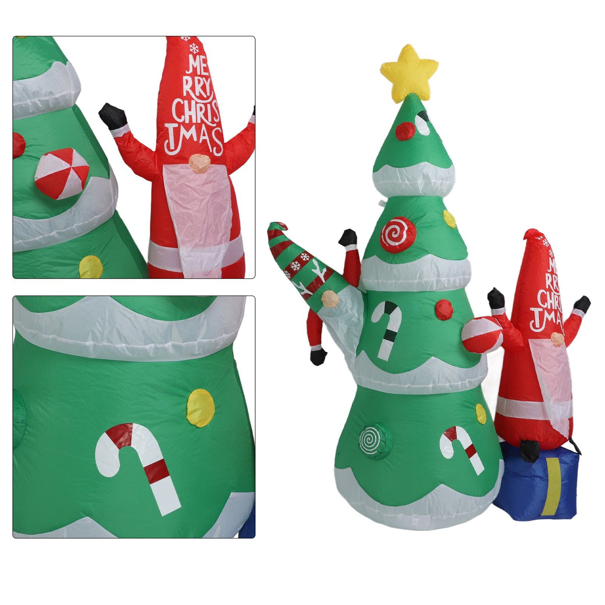 1.8m Dwarf and Christmas Tree Inflatable Decoration IP44 Christmas Outdoor Inflatable Decoration with Blower and LED Light AU Plug 100‑240V