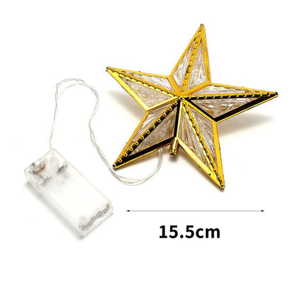 2PCS Star Christmas Tree Topper, 3D Star Tree Topper Lights, Double Sided Christmas Tree-top with 10 LED Warm white+color