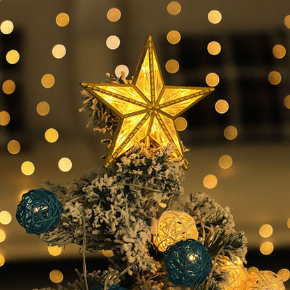 2PCS Star Christmas Tree Topper, 3D Star Tree Topper Lights, Double Sided Christmas Tree-top with 10 LED Warm white+color
