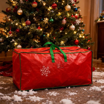 7ft Christmas Tree Storage Bag, Heavy Duty Extra Large Artificial Christmas Tree Bag with Reinforced Handles and Dual Zippers Wide Opening, Red