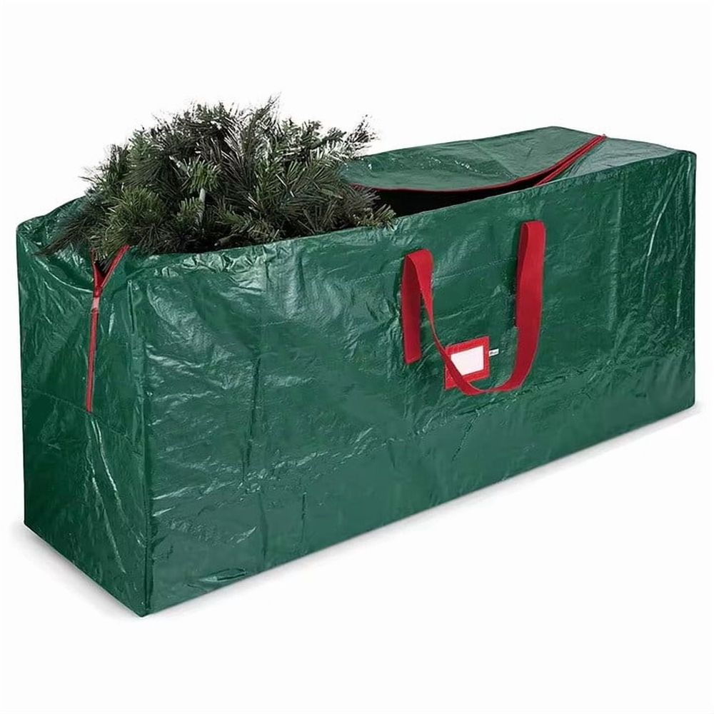 Christmas Tree Storage Bag, Fits 7.5 Ft Artificial Trees, Plastic Waterproof Christmas Tree Bag For Storage Box For Xmas, With Strong Durable Handles and Label Card Slot - Green