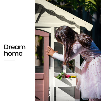 ROVO KIDS Cubby House, Wooden Outdoor DIY Timber Cottage Style Playhouse, for Children