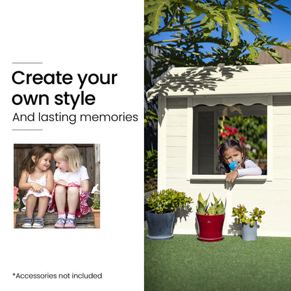 ROVO KIDS Cubby House, Wooden Outdoor DIY Timber Cottage Style Playhouse, for Children