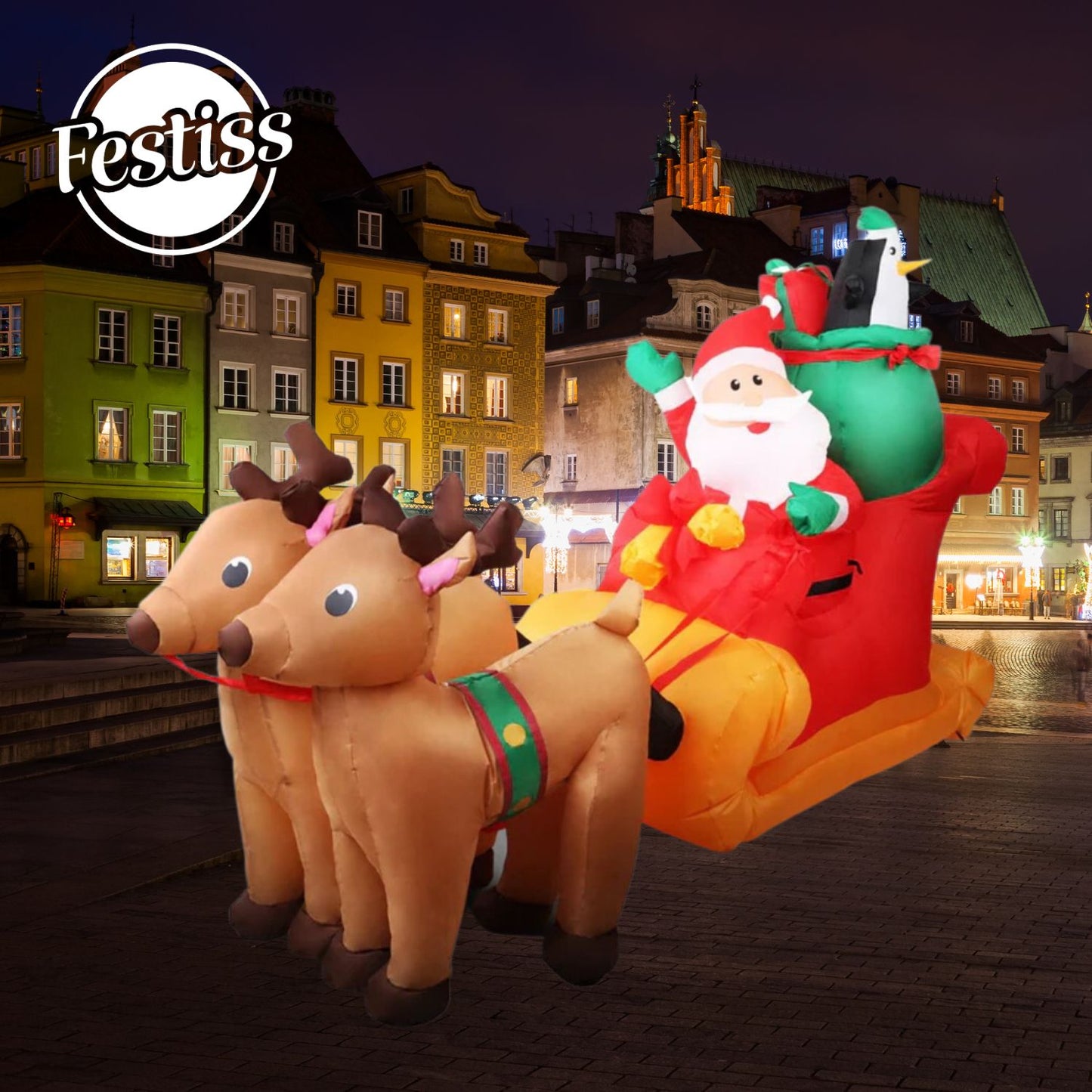 Santa Reindeer Christmas Inflatable