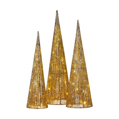 Christabelle 3pc Christmas Tree Indoor Outdoor Display Decoration LED Lights Front Yard Lawn Statue Ornament