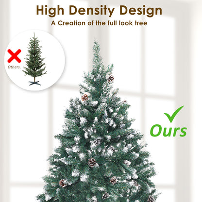 Snowy Christmas Tree Xmas Pine Cones 4Ft 120cm 390 tips GREEN