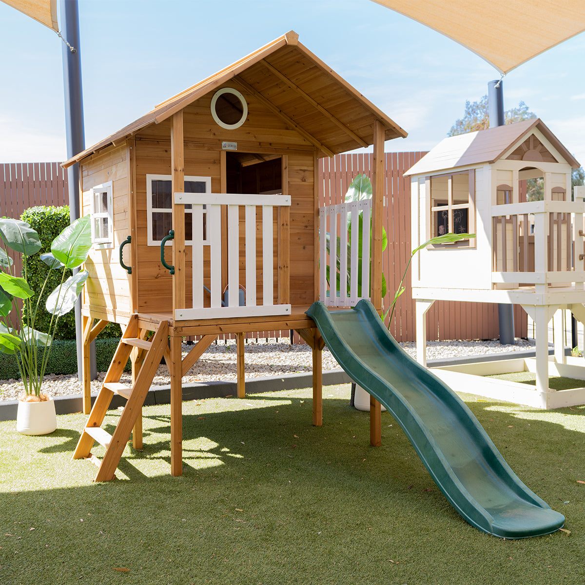 Lifespan Kids Archie Cubby House (Elevated) with 1.8m Slide (Green)