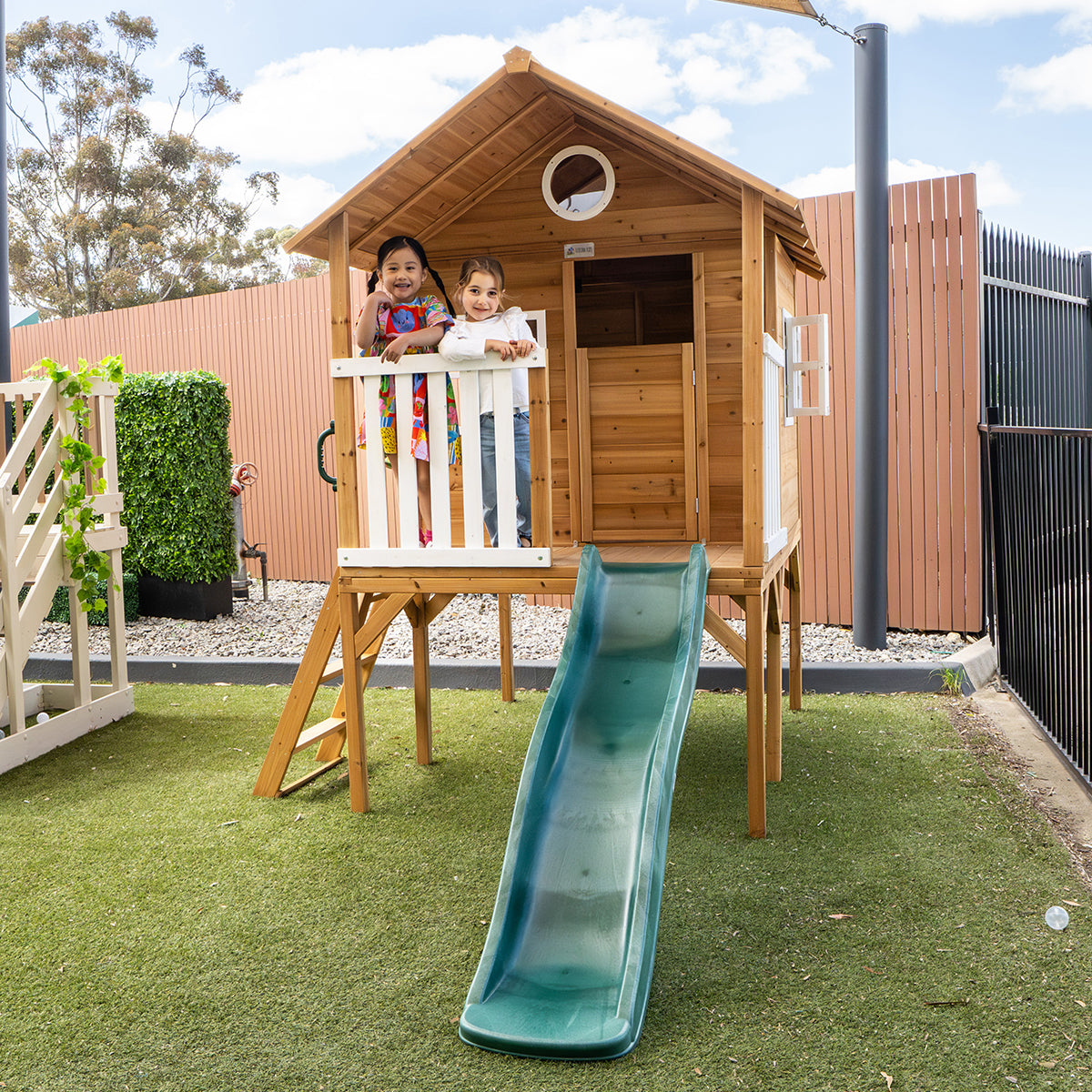 Lifespan Kids Archie Cubby House (Elevated) with 1.8m Slide (Green)
