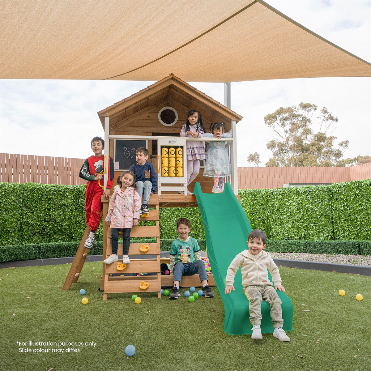 Lifespan Kids Warrigal Cubby House with 2.2m Slide (Green)