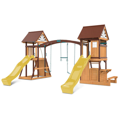 Lifespan Kids Armadale Swing Set & Play Centre with Two 2.2m Slide (Yellow)