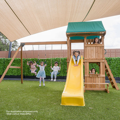 Lifespan Kids Carindale Swing Set & Play Centre with 2.2m Slide (Green)
