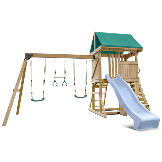 Lifespan Kids Carindale Swing Set & Play Centre with 2.2m Slide (Pastel Blue)