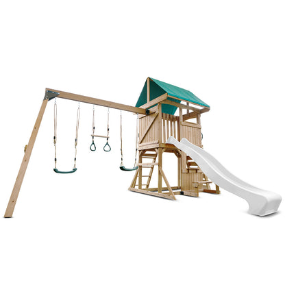 Lifespan Kids Carindale Swing Set & Play Centre with 2.2m Slide (White)