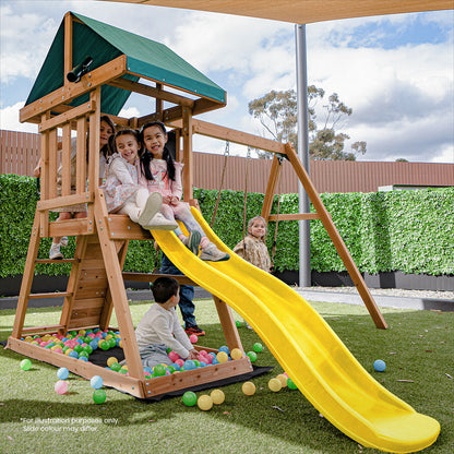 Lifespan Kids Greenvale Swing Set & Play Centre with 1.8m Slide (Yellow)