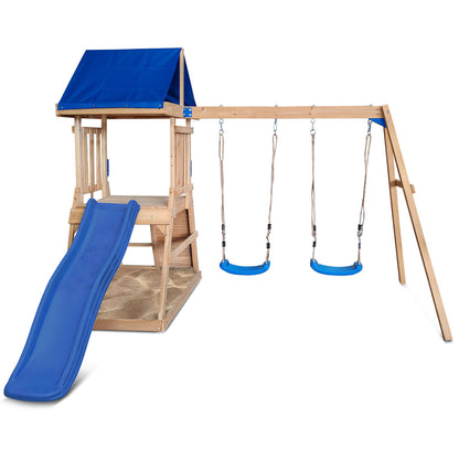 Lifespan Kids Hazelbrook Swing Set & Playground with 1.8m Slide (Blue)