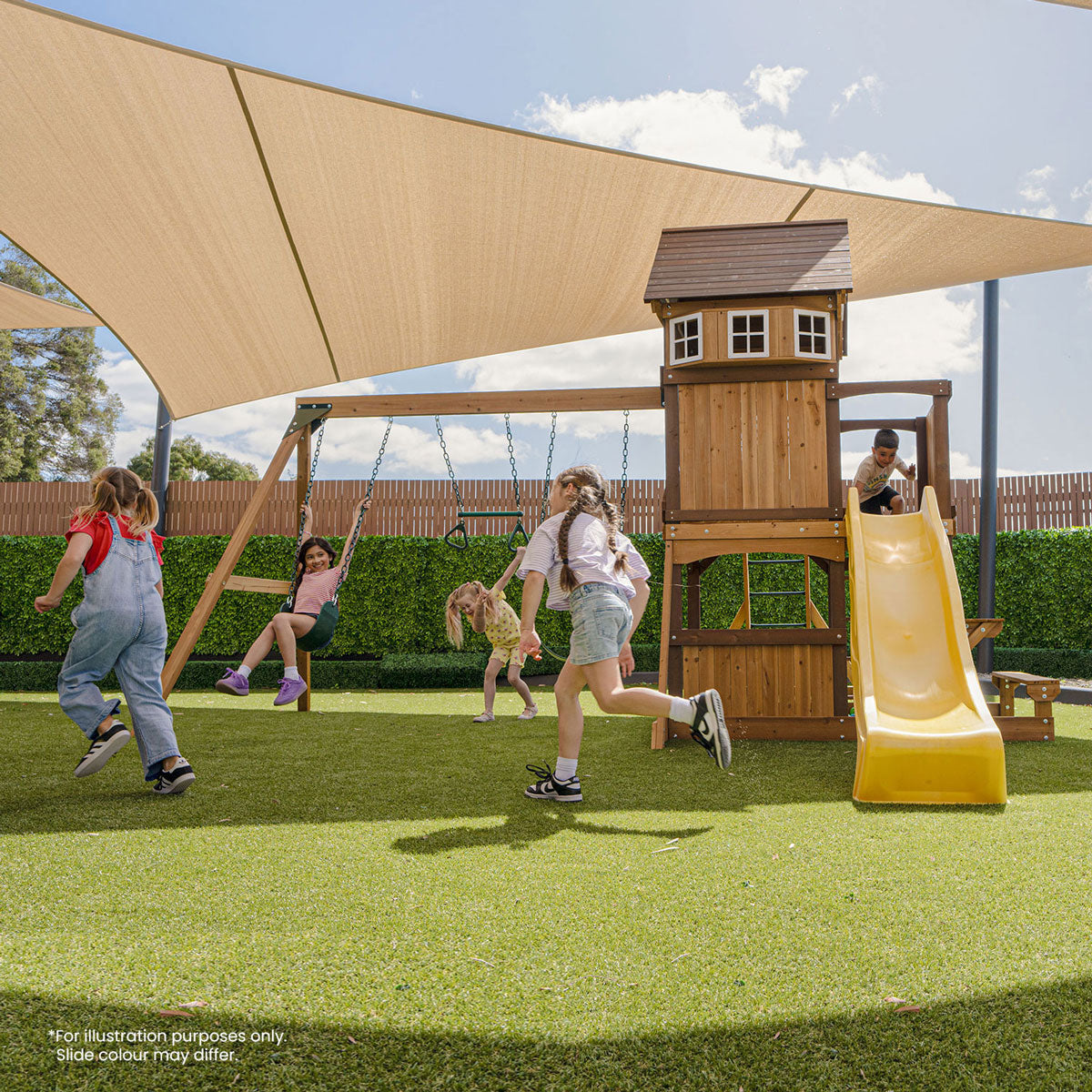 Lifespan Kids Meer Brook Swing Set, Monkey Bars & Play Centre with 2.2m Slide (Green)