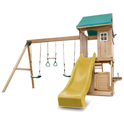 Lifespan Kids Montrose Swing Set & Play Centre with 2.2m Slide (Yellow)