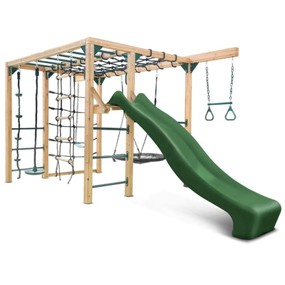 Lifespan Kids Orangutan Monkey Bars Jungle Gym Climbing Frame with 2.2m Slide (Green)