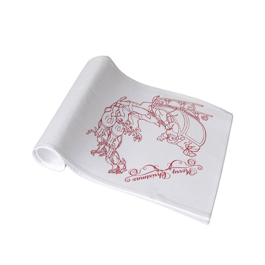 Christmas Print White Table Runner 33 x 180cm Sleigh