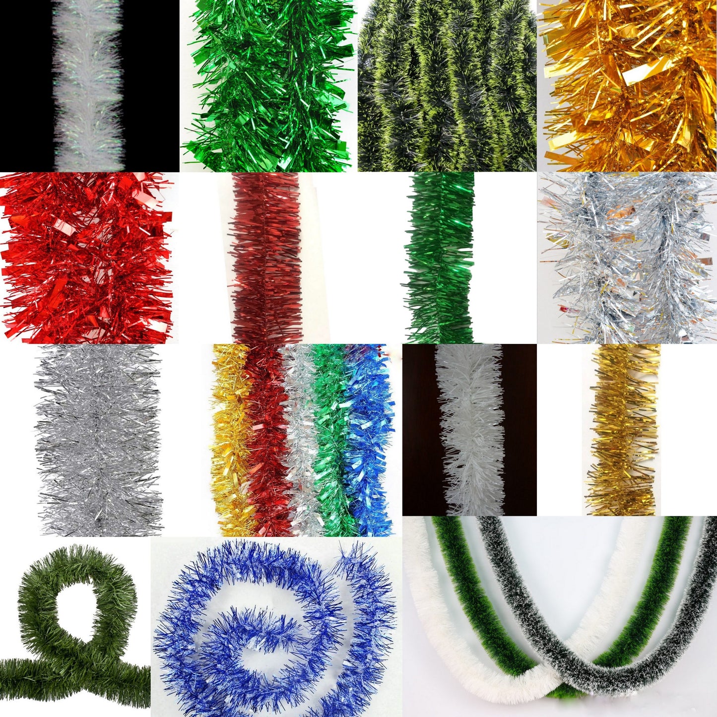 5x 2.5m Christmas Tinsel Xmas Garland Sparkly Snowflake Party Natural Home Décor, Pine Green