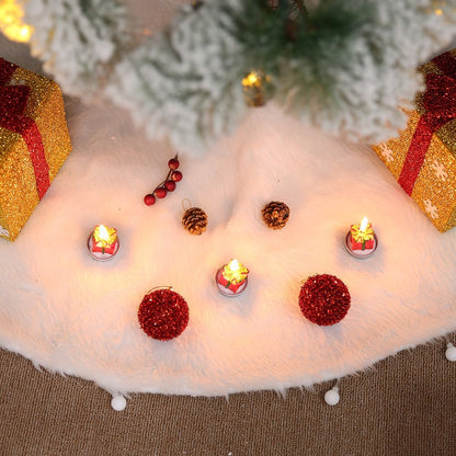 60/78/90/122cm Christmas Snow Plush Tree Skirt Xmas Base Floor Mat Cover Decor, 122cm (48") | Christmas Outlet Australia