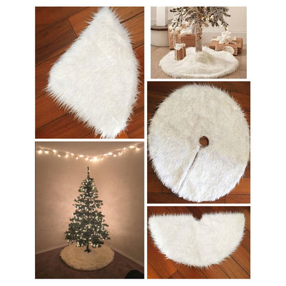 60/78/90/122cm Christmas Snow Plush Tree Skirt Xmas Base Floor Mat Cover Decor, 122cm (48") | Christmas Outlet Australia