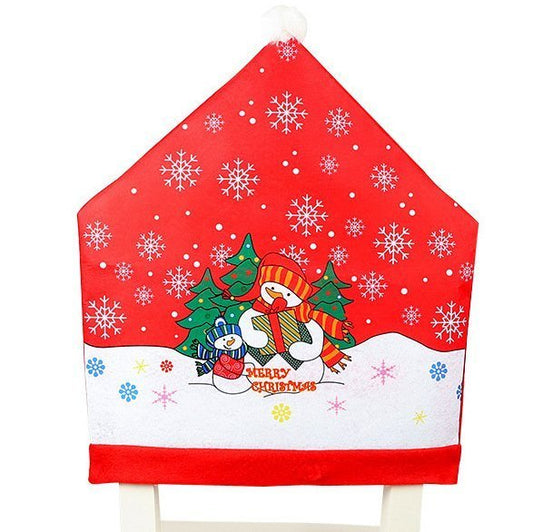 10x Christmas Chair Covers Dinner Table Santa Hat Snowman Home Décor Ornaments, Snowman (10 Chair Covers) | Christmas Outlet Australia