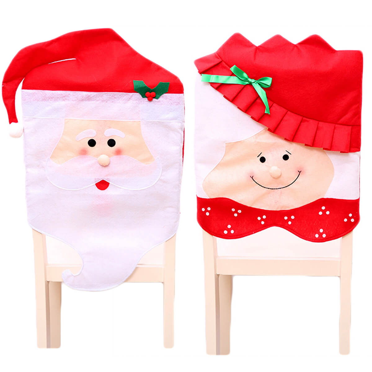 6x Christmas Cute Lady Santa Hat Chair Covers Dinner Home Décor Ornaments Gift, Mr Santa | Christmas Outlet Australia