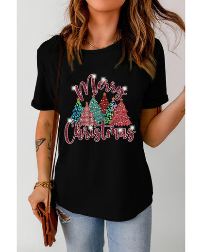 Azura Exchange Christmas Tree Pattern Graphic Tee - XL