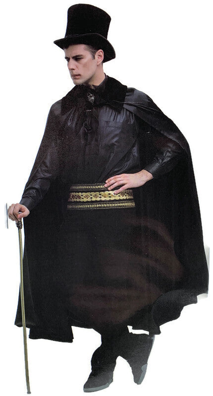 Adult Cape Cloak Collared Robe Halloween Vampire Witch Wizard 140cm Collar - Black