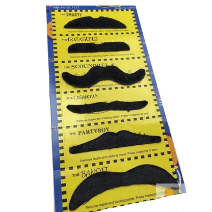 PARTY MOUSTACHE 70s Fake Mustache Costume Fancy Dress Props Halloween Adhesive