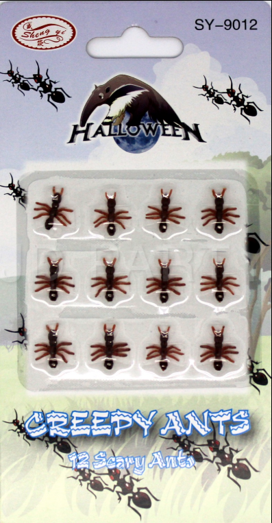 MINI FAKE ANTS Trick Halloween Scary Creepy Joke Prank Small Gag Toy Bug - 12 Ants